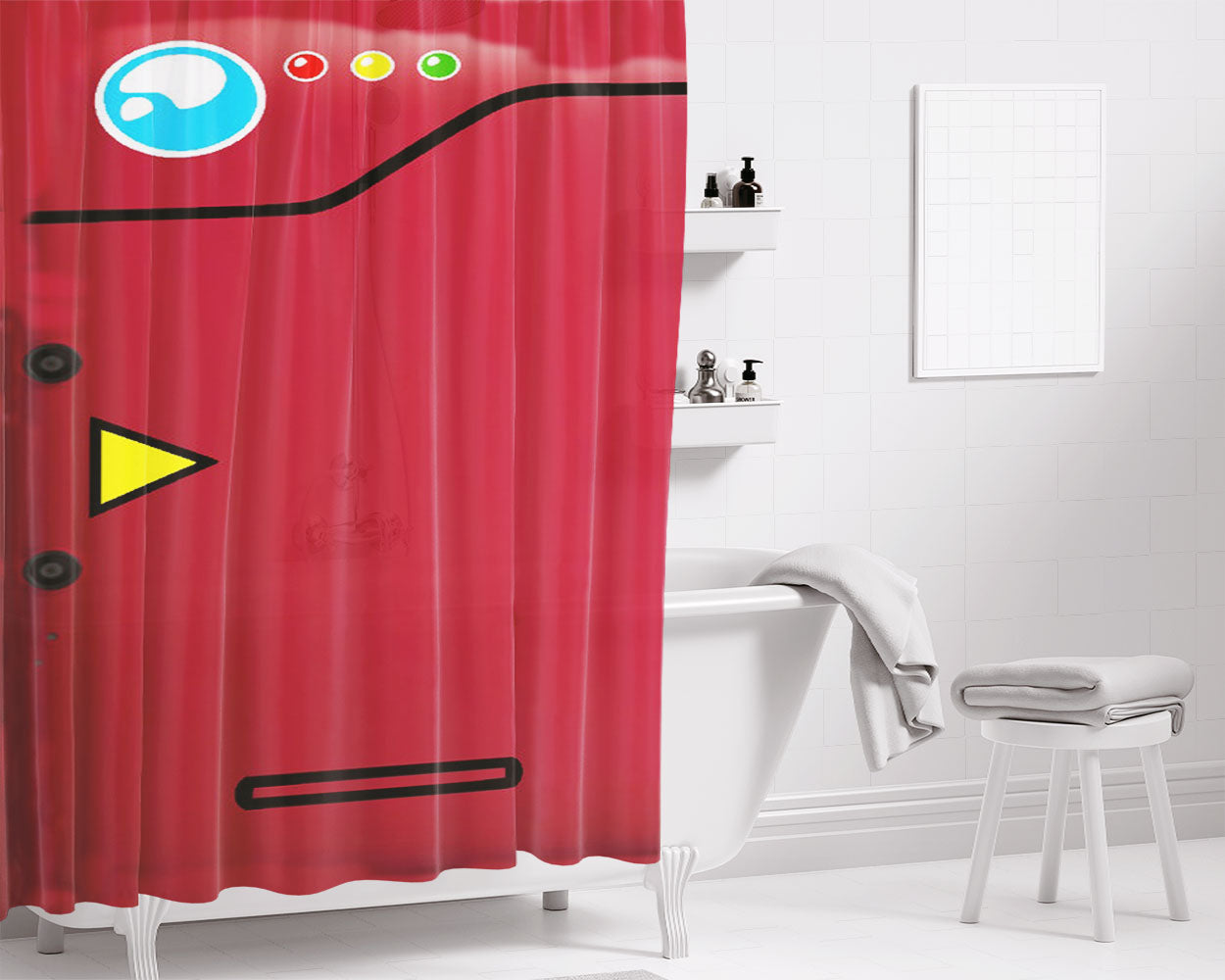 Red Pattern Halloween Ghost Skeleton Art Prints Bathroom Shower Curtain Fabric Waterproof | 66 X 72 Inch
