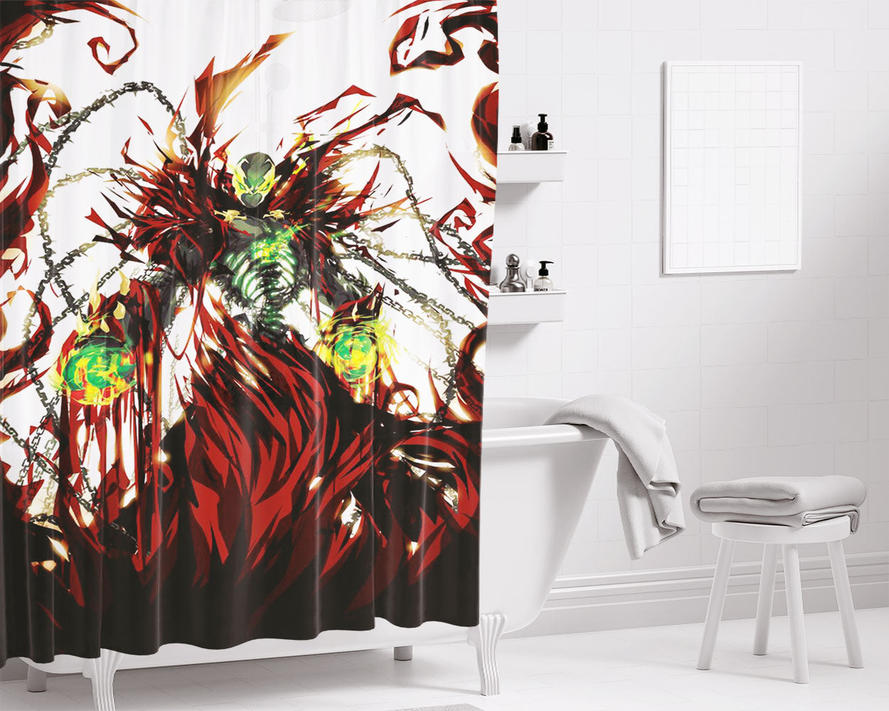 Red Shin Bathroom Shower Curtain Fabric Waterproof | 66 X 72 Inch