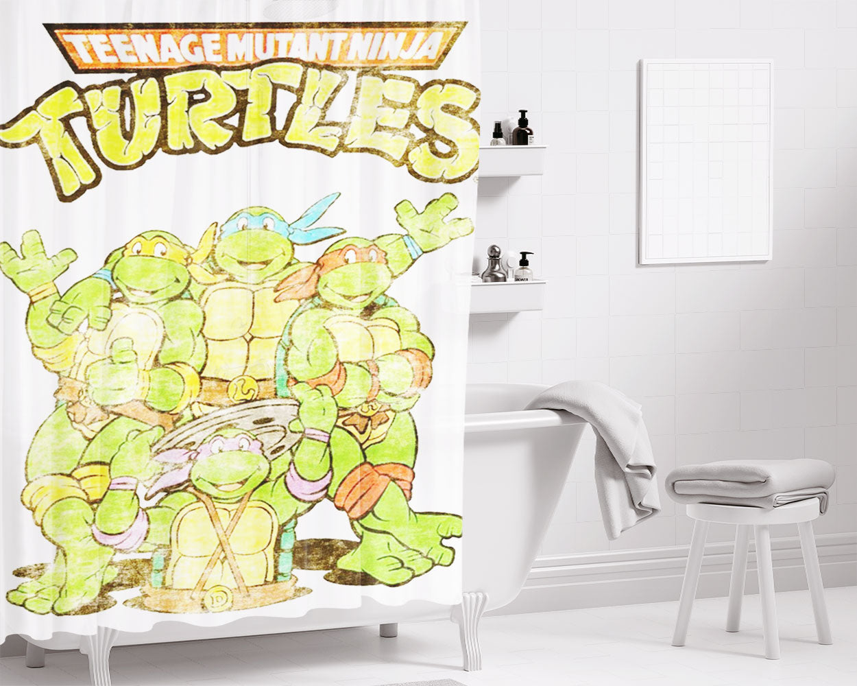 Retro Seamless Tile Pattern Bathroom Shower Curtain Fabric Waterproof | 66 X 72 Inch