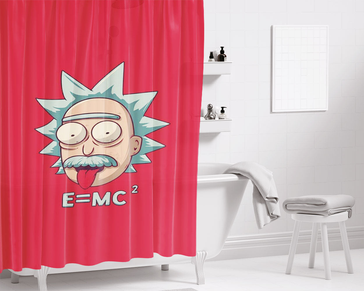 Rick Einstein 4 Bathroom Shower Curtain Fabric Waterproof | 66 X 72 Inch