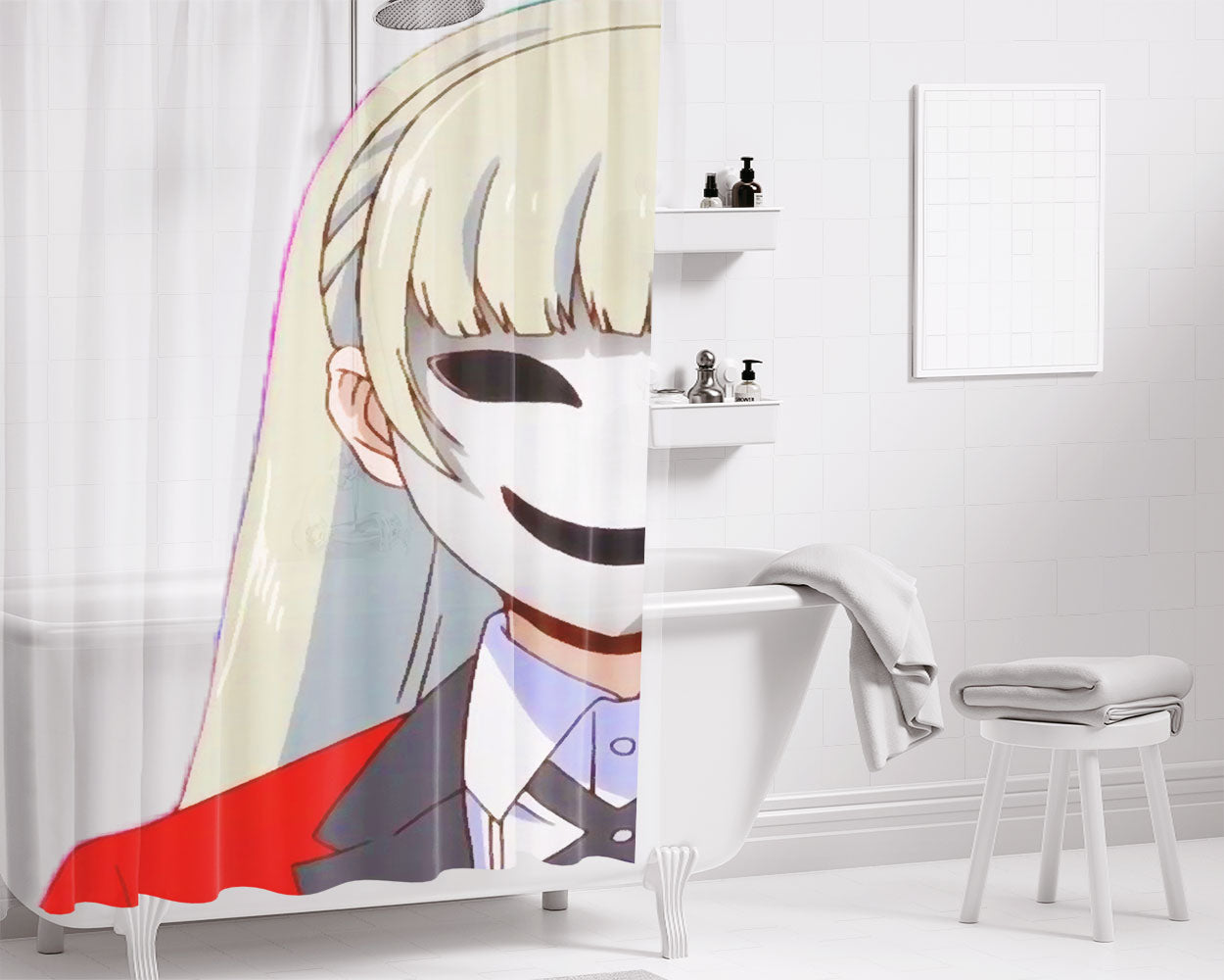 Ririka Student President Kakegurui Compulsive Gambler Bathroom Shower Curtain Fabric Waterproof | 66 X 72 Inch