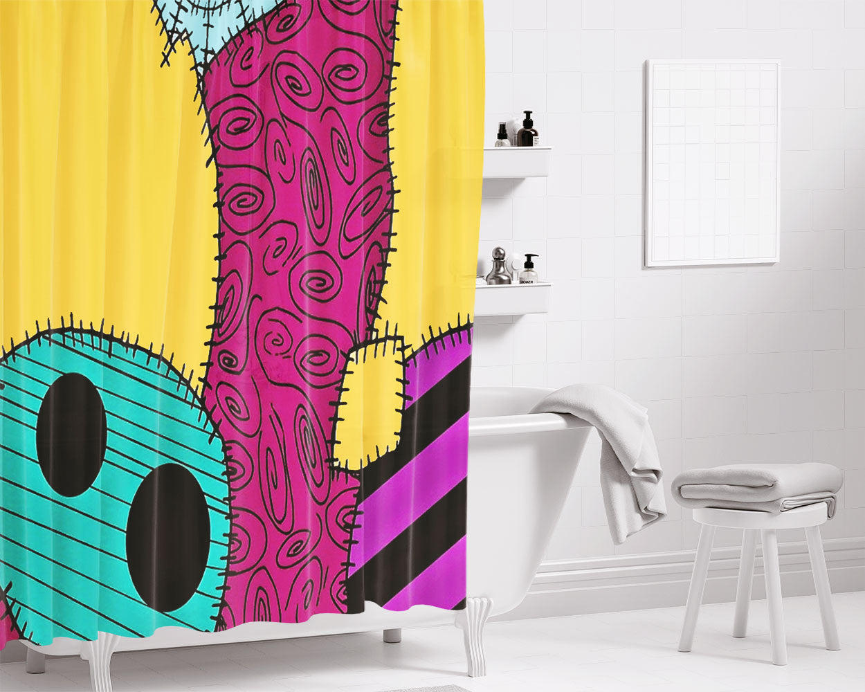 Sally Dress Texture Wallpaper Bathroom Shower Curtain Fabric Waterproof | 66 X 72 Inch