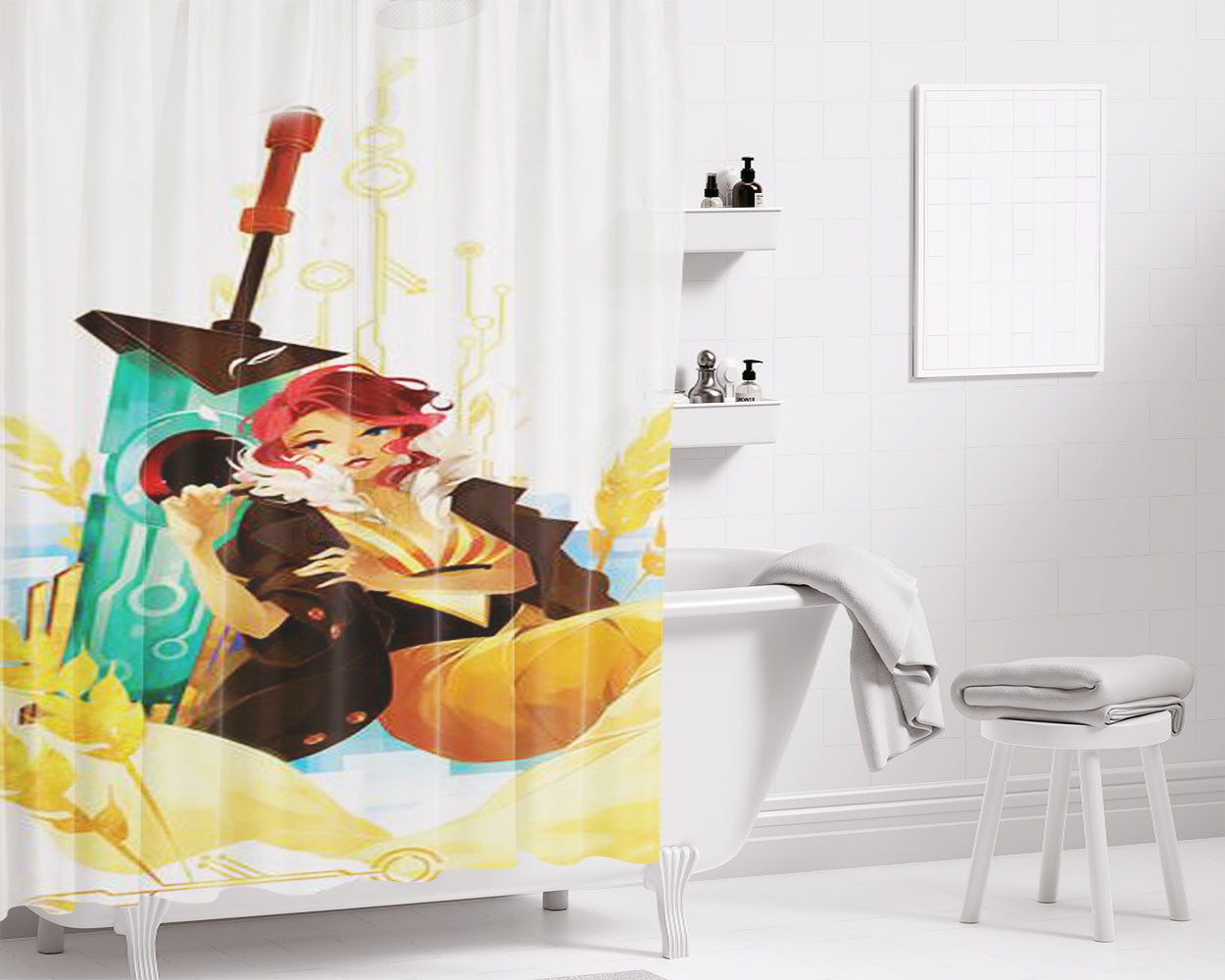 See You In The Country Transistor Bathroom Shower Curtain Fabric Waterproof | 66 X 72 Inch
