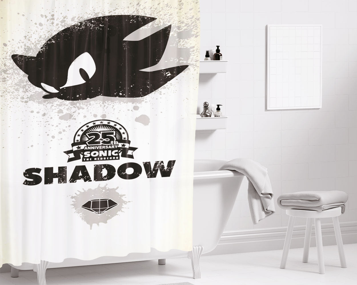 Shadow Black S Bathroom Shower Curtain Fabric Waterproof | 66 X 72 Inch
