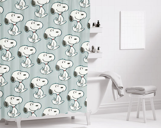 Snoopy Baseball Catch Bathroom Shower Curtain Fabric Waterproof | 66 X 72 Inch