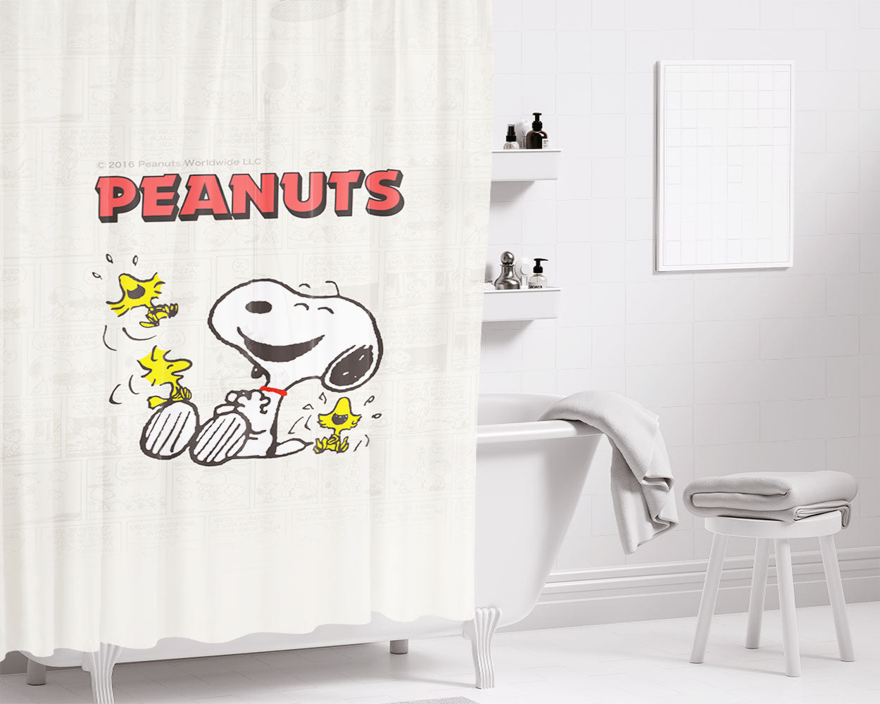 Snoopy Bbq Bathroom Shower Curtain Fabric Waterproof | 66 X 72 Inch