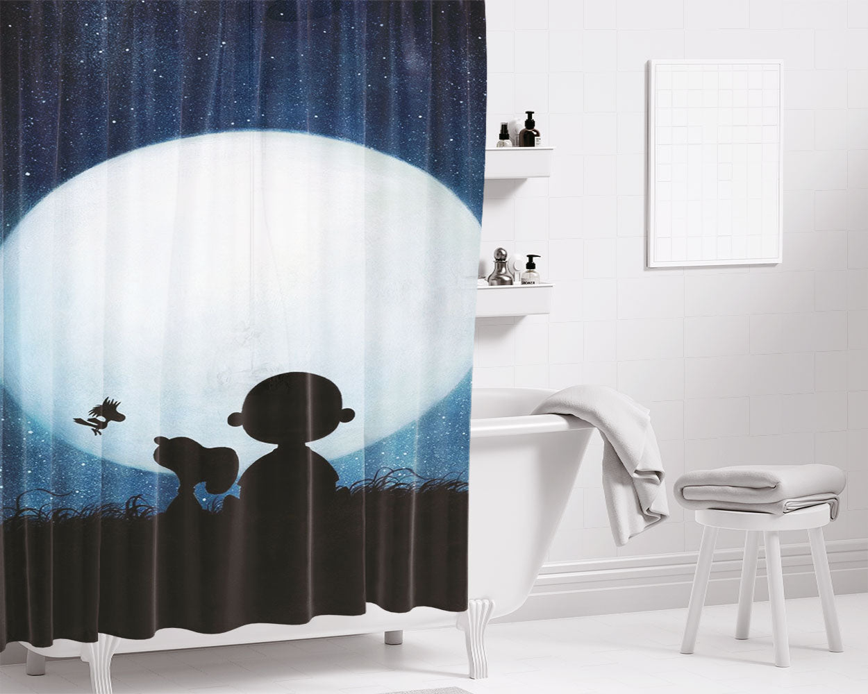 Snoopy C Bathroom Shower Curtain Fabric Waterproof | 66 X 72 Inch