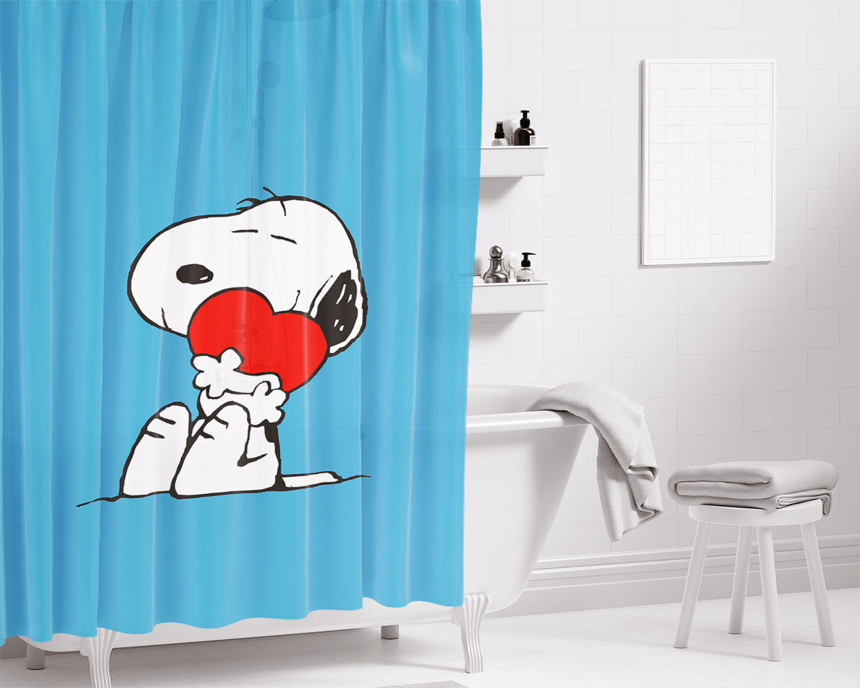 Snoopy Hakuna Orange Bathroom Shower Curtain Fabric Waterproof | 66 X 72 Inch