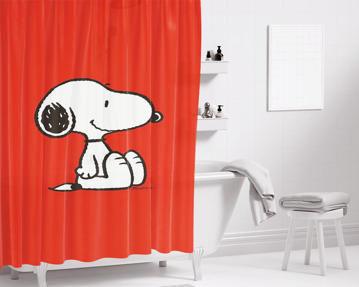 Snoopy Peanuts Bathroom Shower Curtain Fabric Waterproof | 66 X 72 Inch