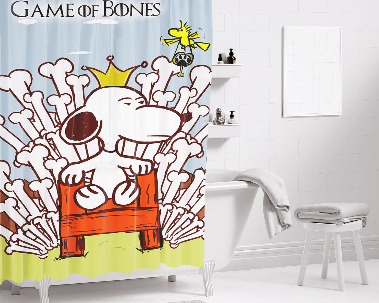 Snoopy Sleep Bathroom Shower Curtain Fabric Waterproof | 66 X 72 Inch