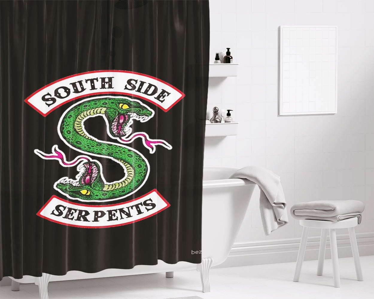 Southside Serpe Bathroom Shower Curtain Fabric Waterproof | 66 X 72 Inch