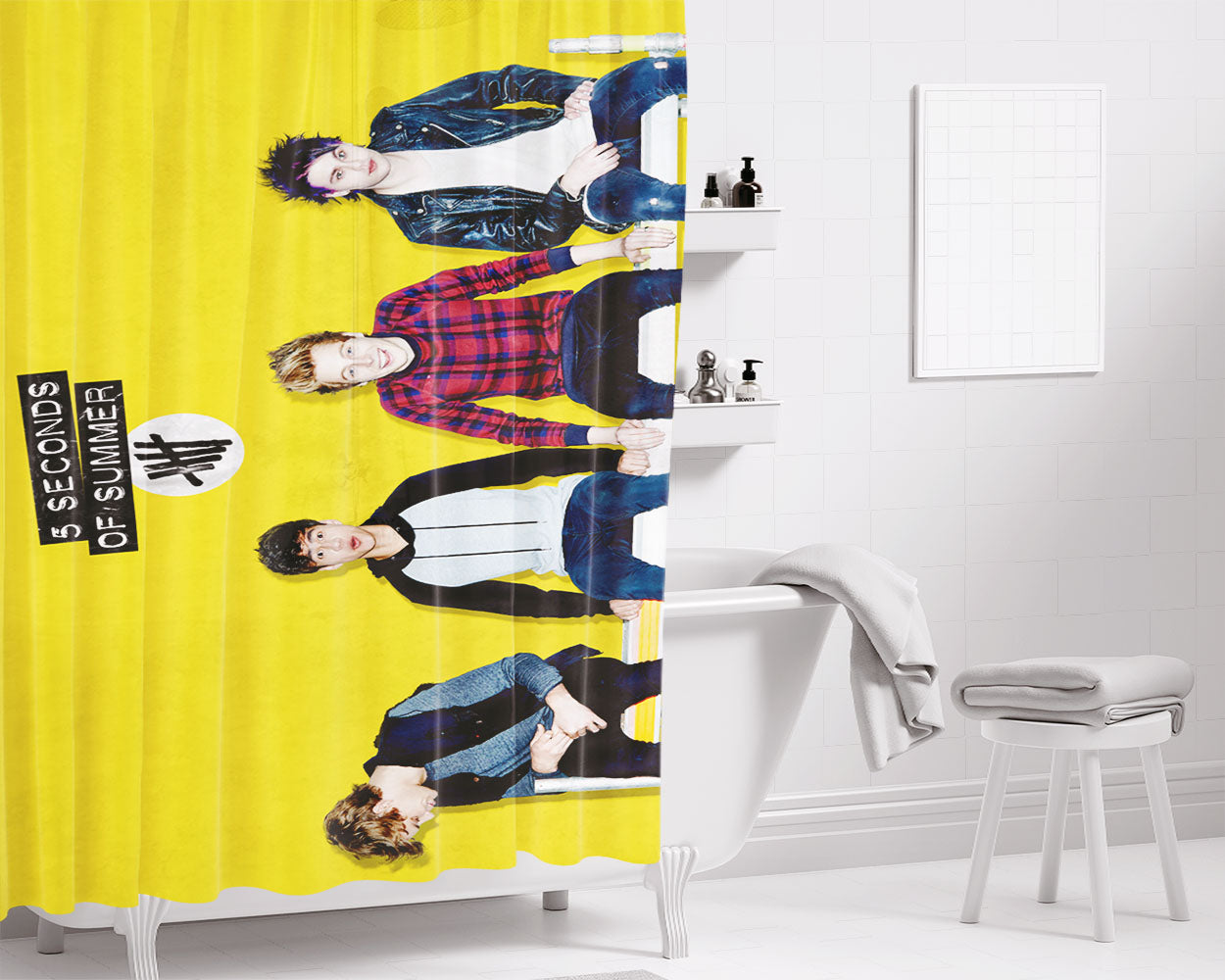 30 Second To Mars Gold Logo Bathroom Shower Curtain Fabric Waterproof | 66 X 72 Inch