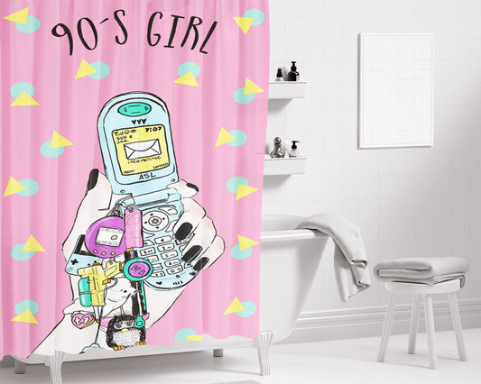 1984 Summer Mix Tape Cassette Bathroom Shower Curtain Fabric Waterproof | 66 X 72 Inch