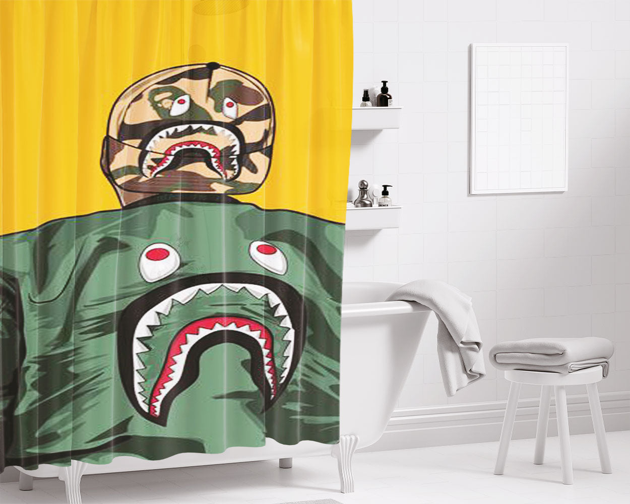 A Bathing Ape Purple Bathroom Shower Curtain Fabric Waterproof | 66 X 72 Inch