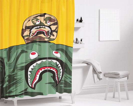 A Bathing Ape Purple Bathroom Shower Curtain Fabric Waterproof | 66 X 72 Inch