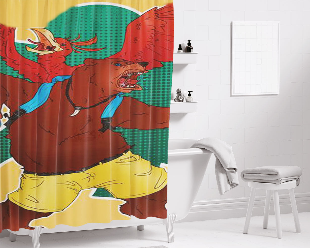 A Bathing Ape Red Bathroom Shower Curtain Fabric Waterproof | 66 X 72 Inch