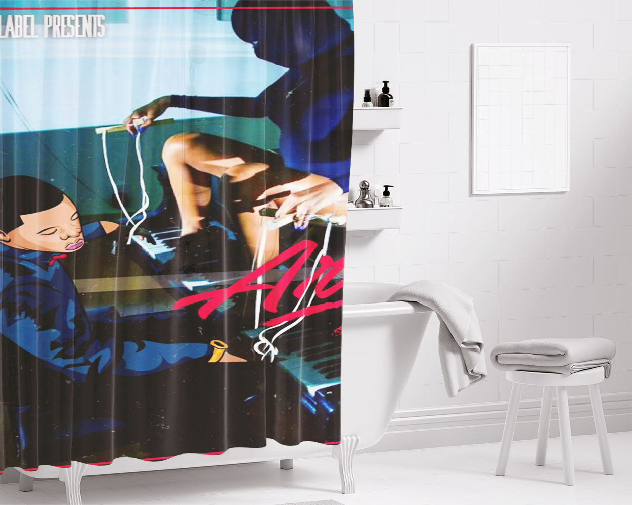 A Bathing Apes Logo On Jaket Bathroom Shower Curtain Fabric Waterproof | 66 X 72 Inch