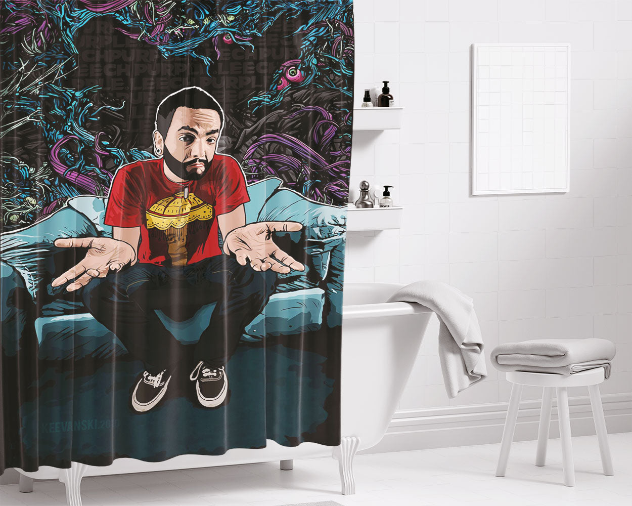 A Creepy Cute Halloween Bathroom Shower Curtain Fabric Waterproof | 66 X 72 Inch