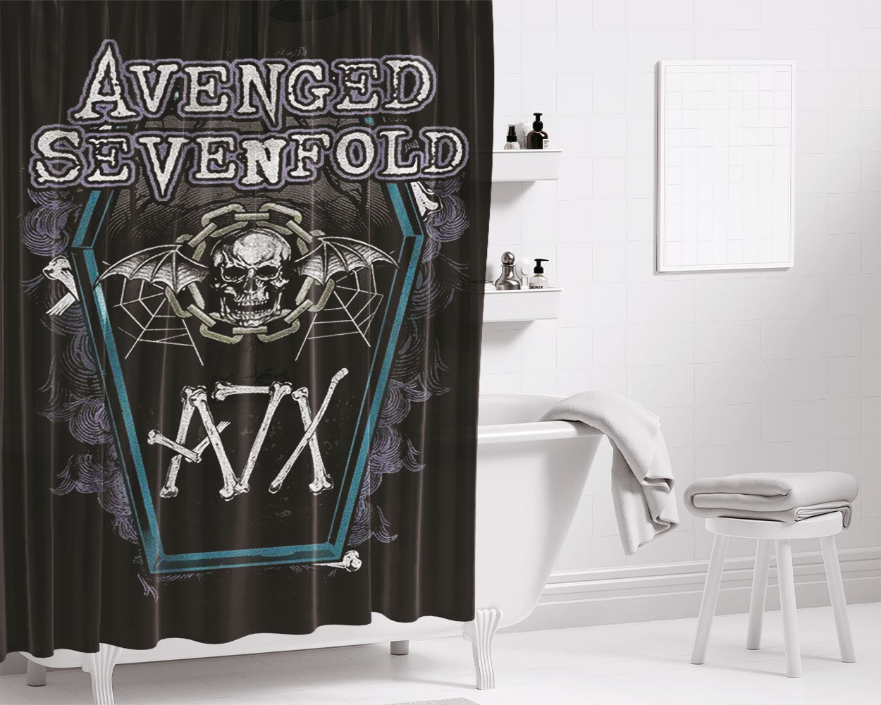 A.C. Milan 1899 Flag Wallpaper Bathroom Shower Curtain Fabric Waterproof | 66 X 72 Inch