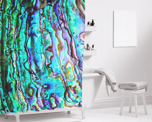 Abalon Liquid Art Material Pattern Bathroom Shower Curtain Fabric Waterproof | 66 X 72 Inch