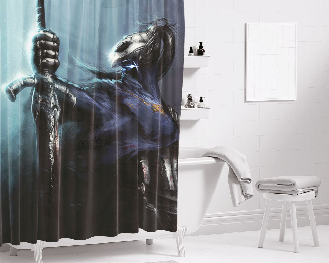 Abu Garcia Fishing Reel For Life Bathroom Shower Curtain Fabric Waterproof | 66 X 72 Inch