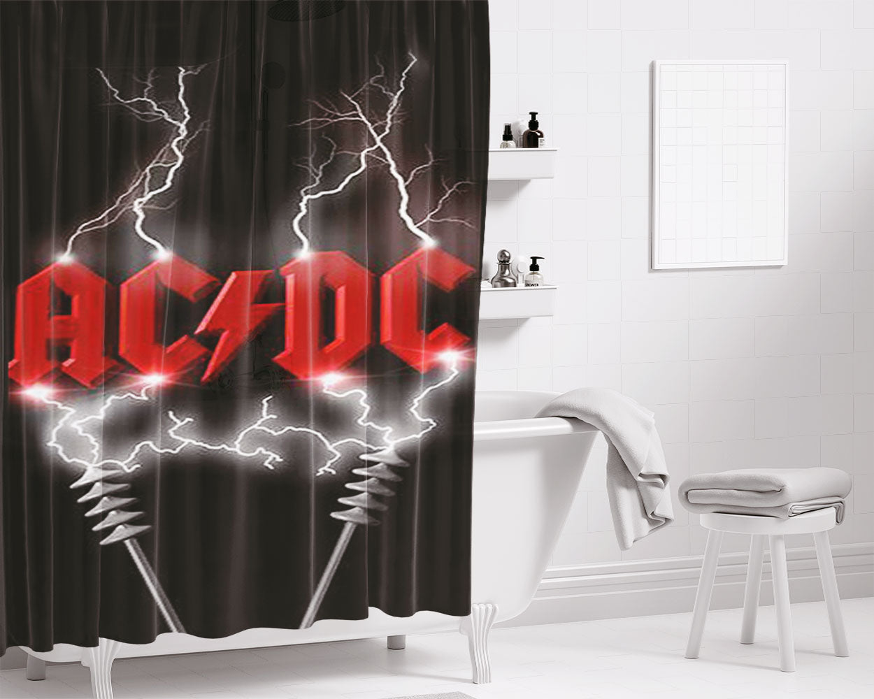 Ac Dc1973 Bathroom Shower Curtain Fabric Waterproof | 66 X 72 Inch