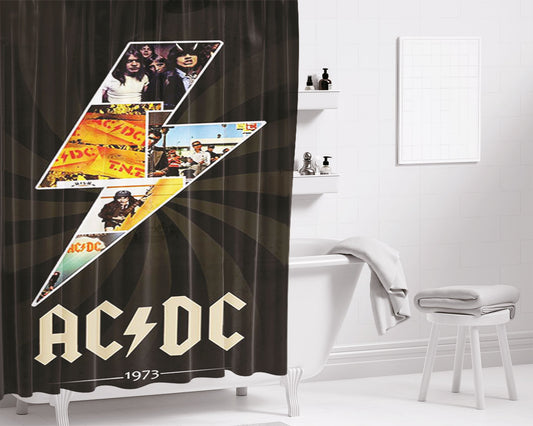 Ac Dc Lightning Bathroom Shower Curtain Fabric Waterproof | 66 X 72 Inch