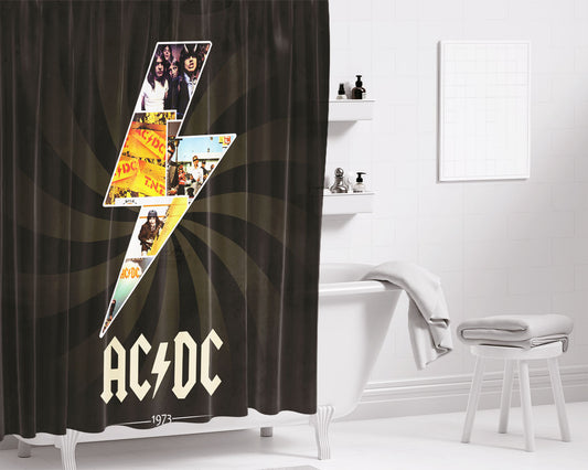 Acdc Black Ice Bathroom Shower Curtain Fabric Waterproof | 66 X 72 Inch