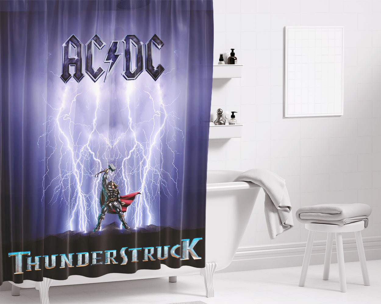 Acdc Gold Bathroom Shower Curtain Fabric Waterproof | 66 X 72 Inch