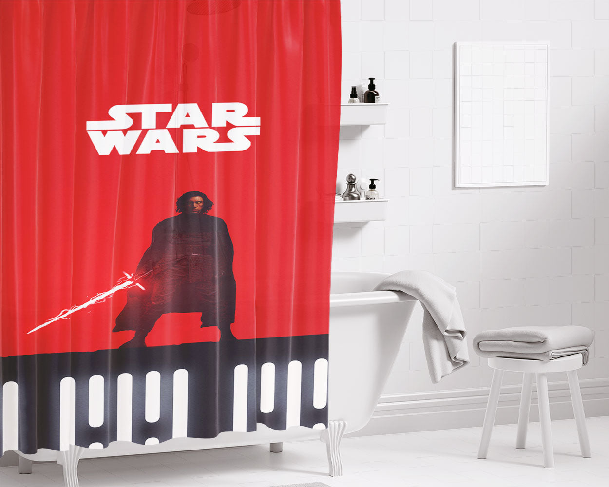 Adam Driver Hoodie Bathroom Shower Curtain Fabric Waterproof | 66 X 72 Inch