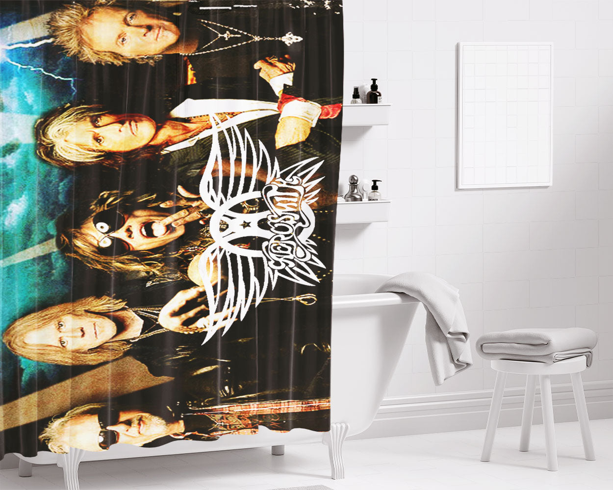 Aerosmith Band Bathroom Shower Curtain Fabric Waterproof | 66 X 72 Inch