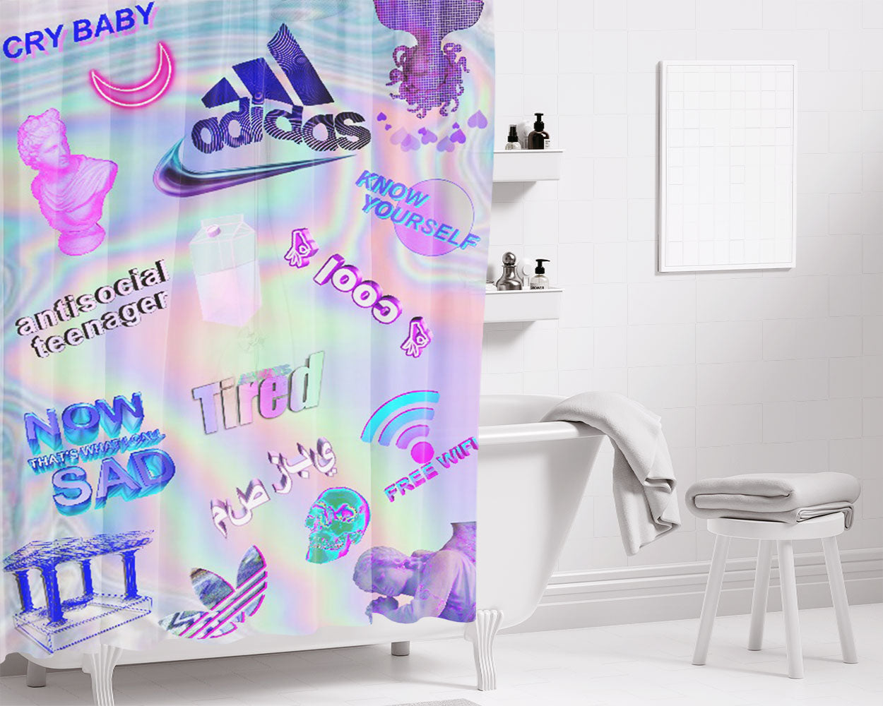 Aesthetic Toilet Bound Hanako-Kun Bathroom Shower Curtain Fabric Waterproof | 66 X 72 Inch