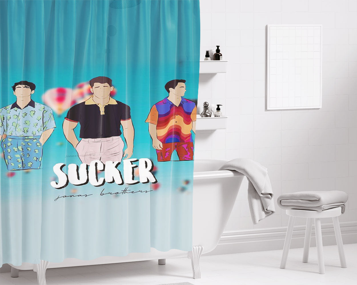 Jonas Brothers Su Bathroom Shower Curtain Fabric Waterproof | 66 X 72 Inch