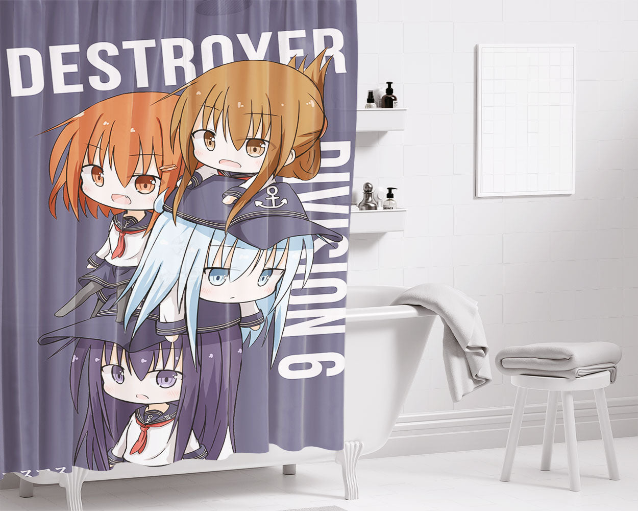 Kancolle Kantai Collection All Charac Bathroom Shower Curtain Fabric Waterproof | 66 X 72 Inch
