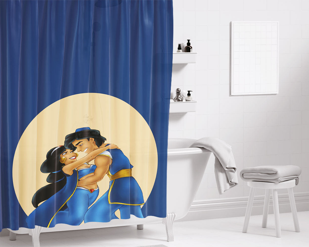 Aladin Princes Jasmine Bathroom Shower Curtain Fabric Waterproof | 66 X 72 Inch