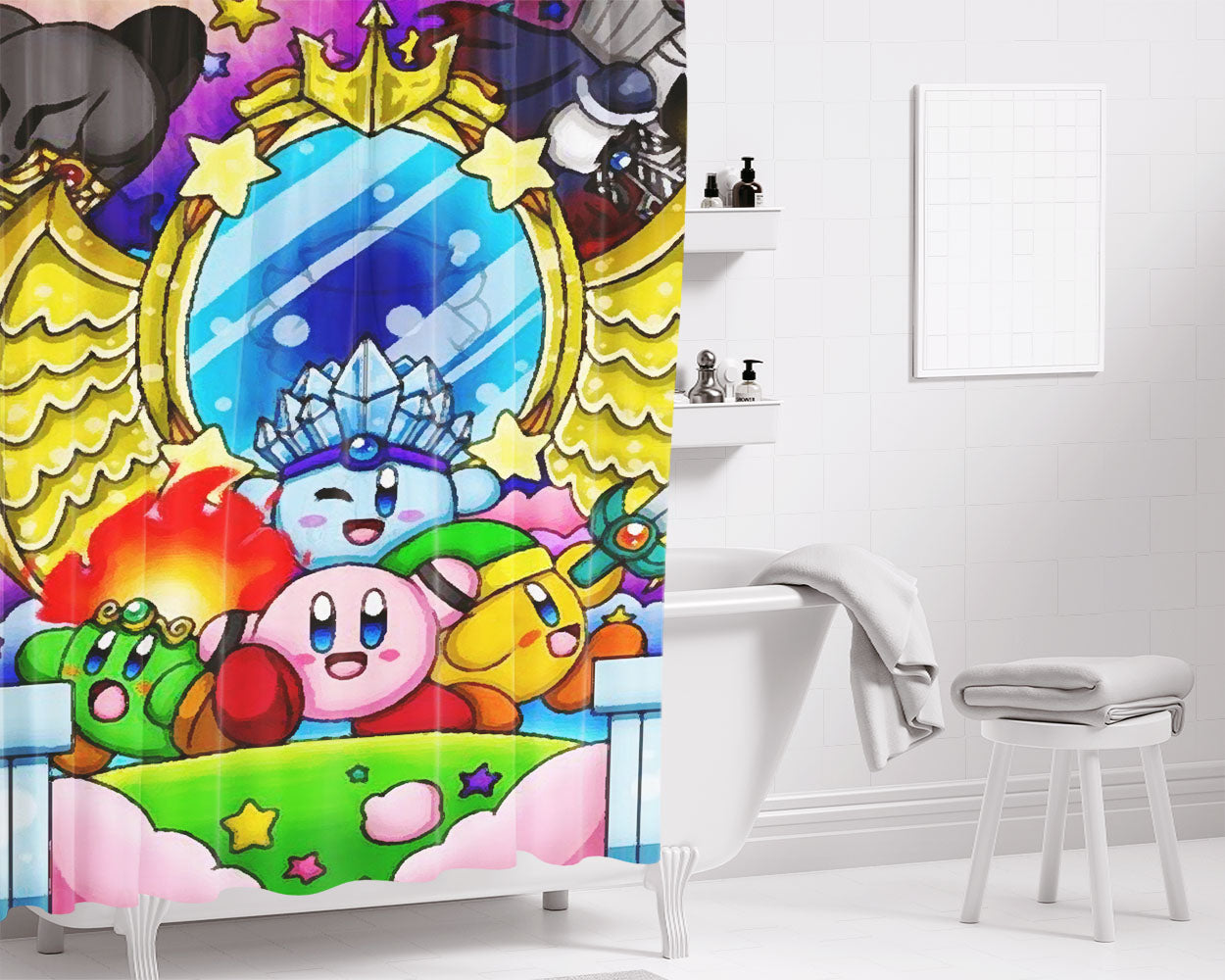 Kirby Return To Dreamland Fanart Bathroom Shower Curtain Fabric Waterproof | 66 X 72 Inch