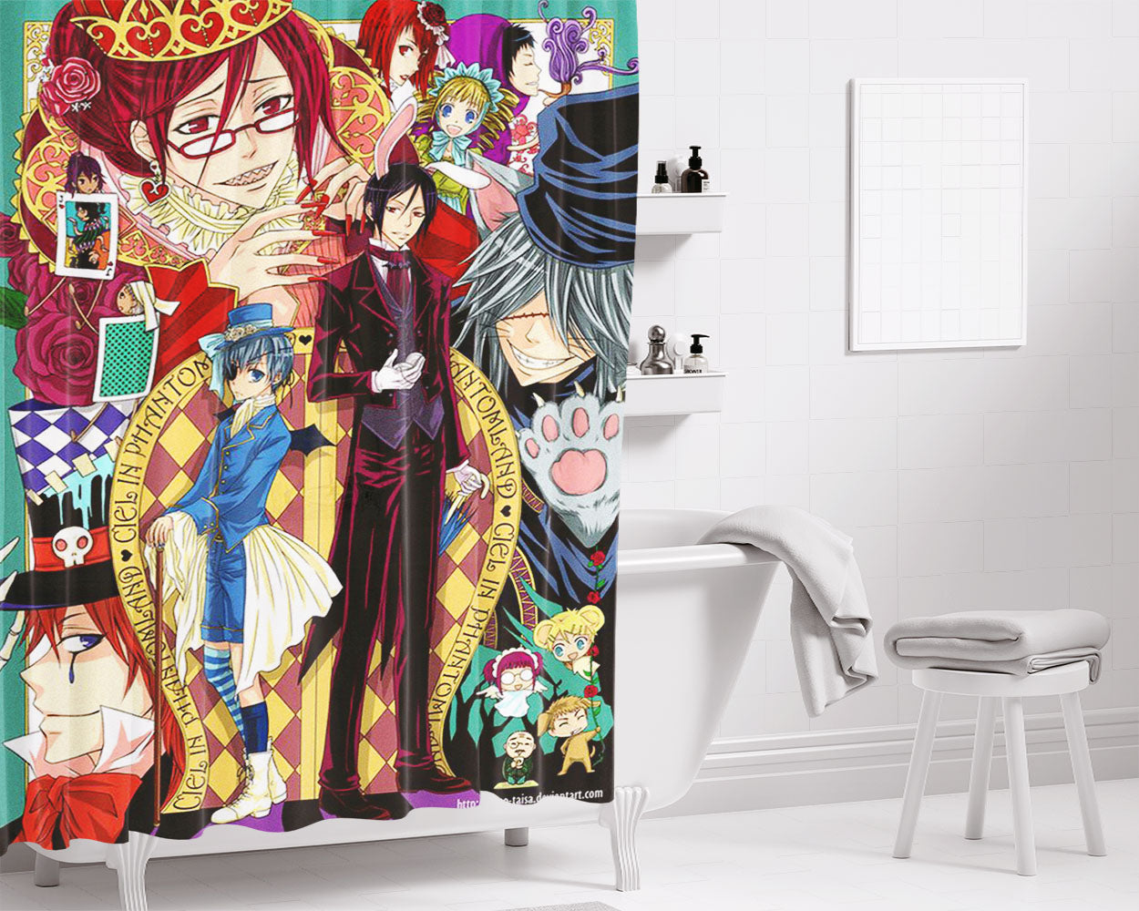 Kuroshitsuji Black Butler Bathroom Shower Curtain Fabric Waterproof | 66 X 72 Inch