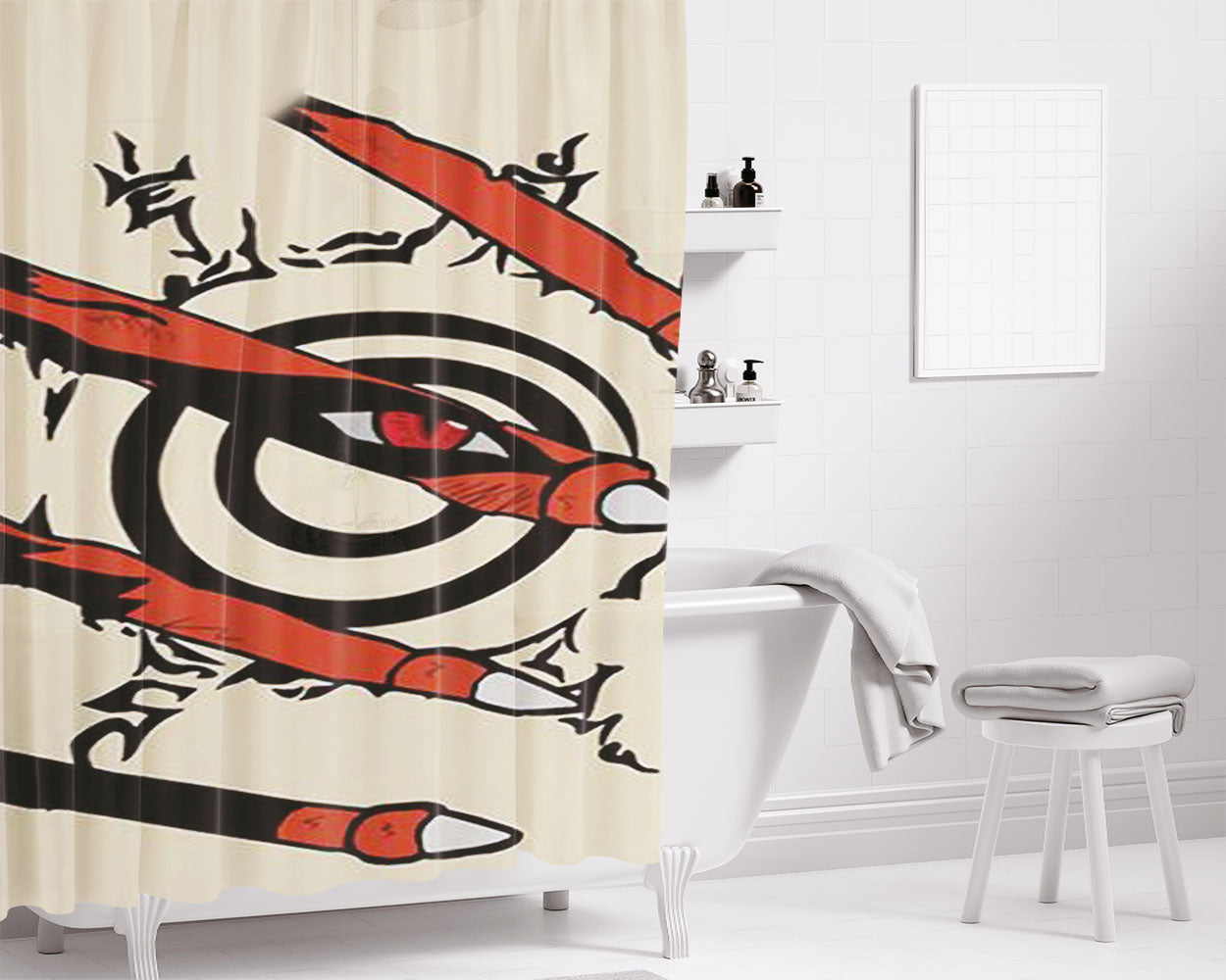 Kyuubi Bathroom Shower Curtain Fabric Waterproof | 66 X 72 Inch