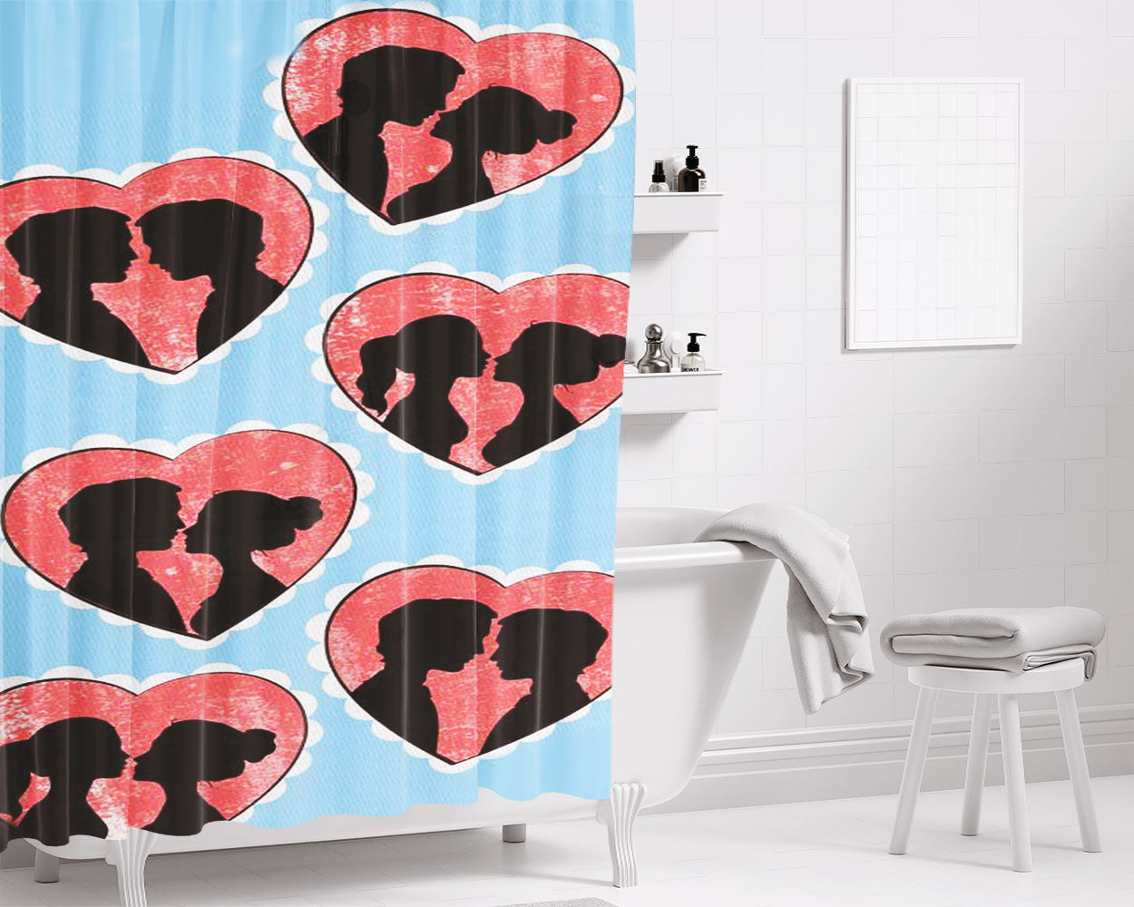La La Love Bathroom Shower Curtain Fabric Waterproof | 66 X 72 Inch