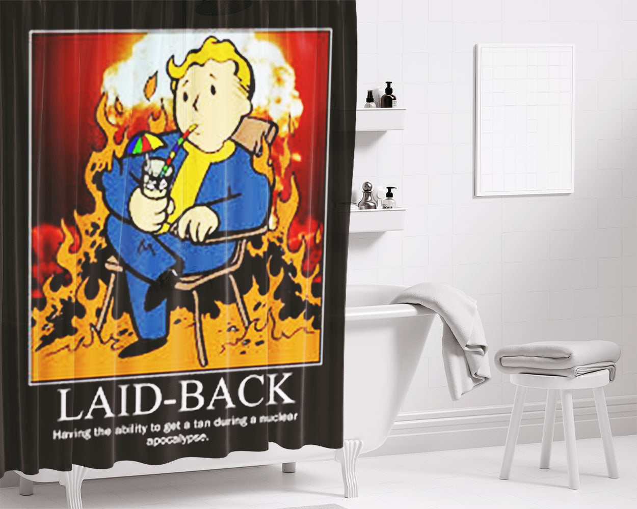 Laid Back Bathroom Shower Curtain Fabric Waterproof | 66 X 72 Inch