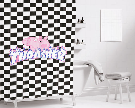 Peppa Thra Bathroom Shower Curtain Fabric Waterproof | 66 X 72 Inch