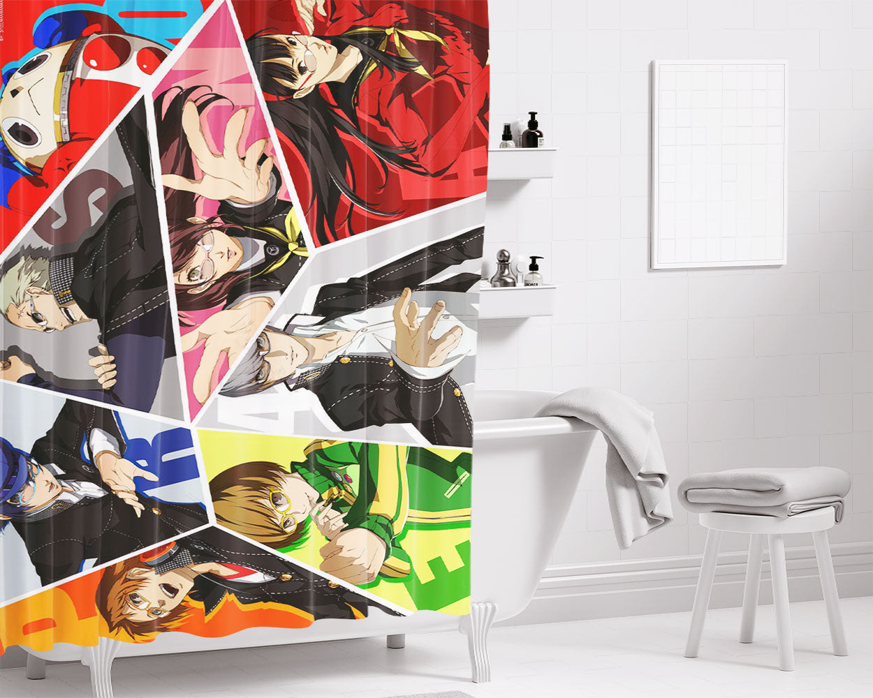 Persona 4 Charac Bathroom Shower Curtain Fabric Waterproof | 66 X 72 Inch