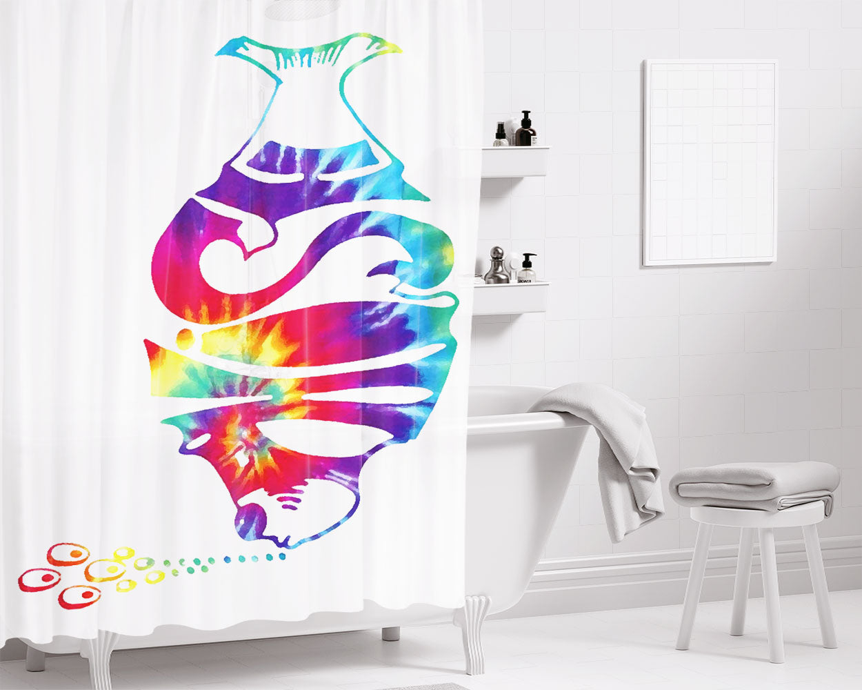 Phish Tye Bathroom Shower Curtain Fabric Waterproof | 66 X 72 Inch