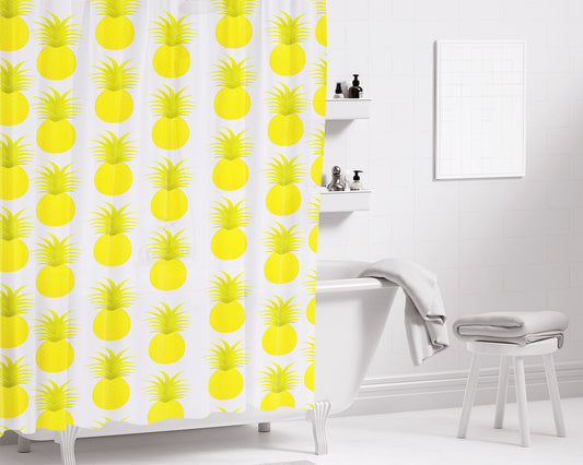 Pineapples Summer Bathroom Shower Curtain Fabric Waterproof | 66 X 72 Inch