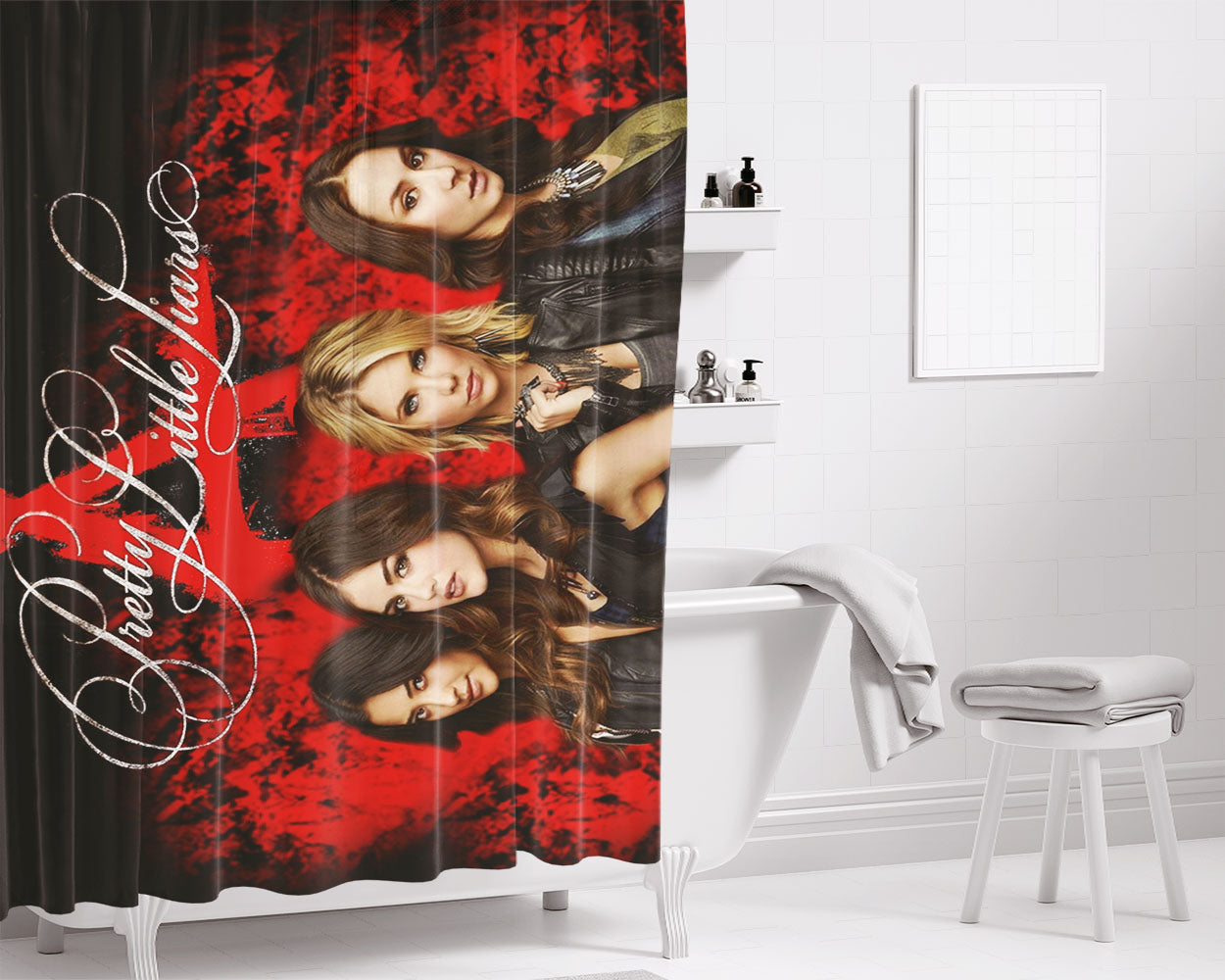 Pretty Little L Bathroom Shower Curtain Fabric Waterproof | 66 X 72 Inch