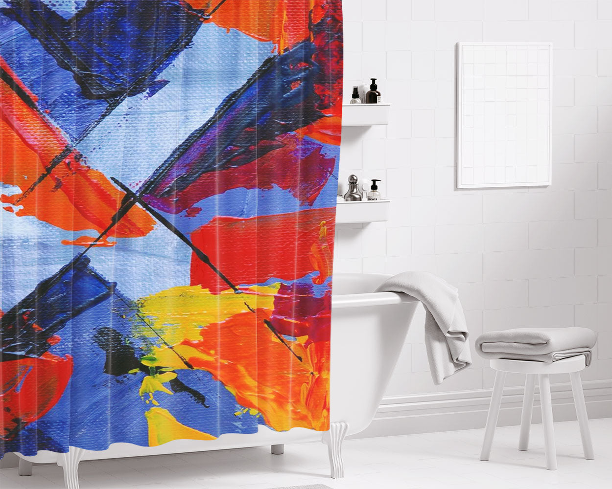 Splatter Painter Pop Art Bathroom Shower Curtain Fabric Waterproof | 66 X 72 Inch