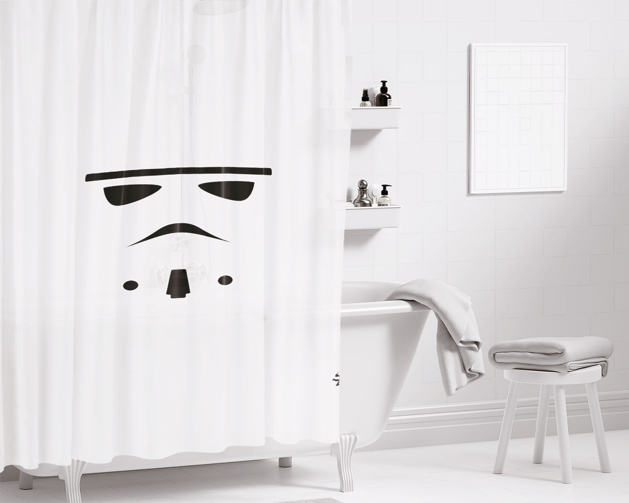 Star Troopers Face Gestalt Bathroom Shower Curtain Fabric Waterproof | 66 X 72 Inch