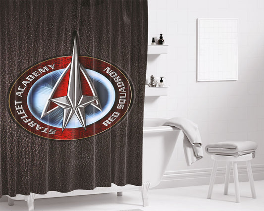 Starfleet Academy Red Squadron Bathroom Shower Curtain Fabric Waterproof | 66 X 72 Inch