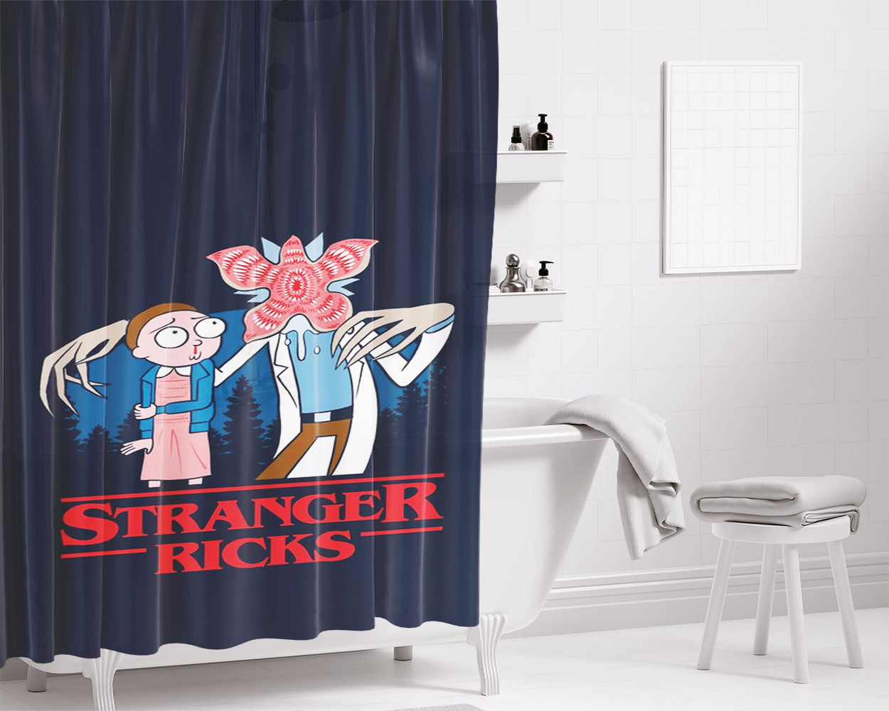 Stranger Ricks Sta Bathroom Shower Curtain Fabric Waterproof | 66 X 72 Inch