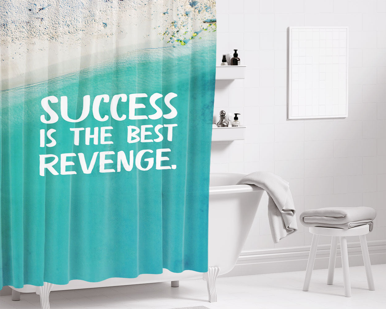 Success Is The Best Revenge August Bathroom Shower Curtain Fabric Waterproof | 66 X 72 Inch